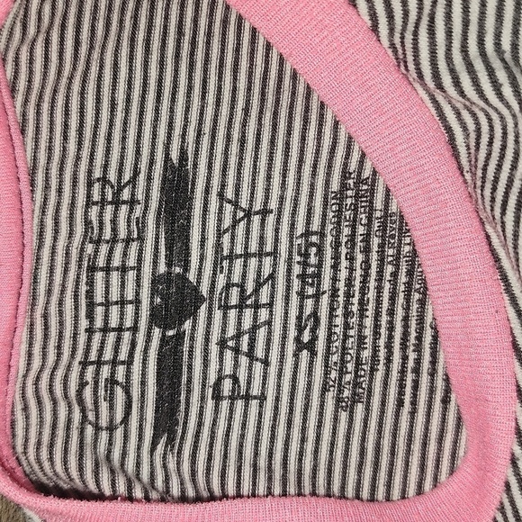 GLITTER PARTY Black and White Striped Tee with Big Pink Bow and 'SPARKLE' - Picture 3 of 4